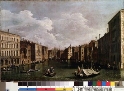 ""Kilátás a velencei Canal Grandéra"" (Velence) Giovanni Antonio Canal detto il Canaletto festménye (1697-1768). 18. századi Mikalojus Konstantinas Ciurlionis Szépművészeti Múzeuma, Kaunas, Litvánia alkotó: Canaletto