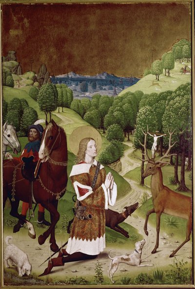 St Hubert átalakítás (olaj a panelen alkotó: (active c.1463 c.1490) Master of Wilten