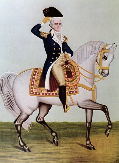 George Washington lóháton (színes litó) alkotó: (after) American School