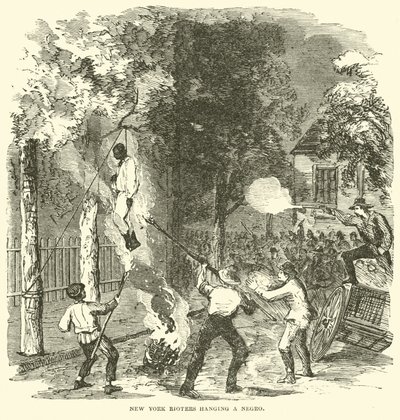New York-i zavargók felakasztottak egy feketét, 1863. július (metszet) alkotó: (after) American School