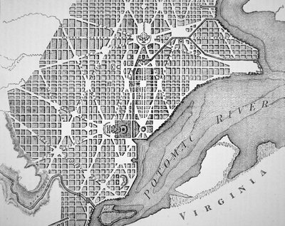 Washington város eredeti terve 1793-ban (metszet) alkotó: (after) American School