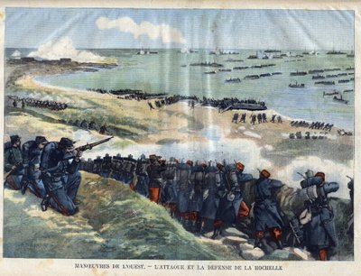 Nyugati manőver: La Rochelle támadása és védelme a francia hadsereg részéről. Metszet a „” Le Petit Parisien””-ben 1901.09.15. alkotó: (after) Carrey