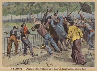 Borászok lázadnak a francia Midiben (színes litho) alkotó: (after) Carrey