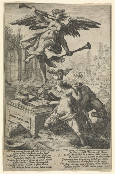 Hírnév és történelem, 1586 után (metszet fektetett papírra) alkotó: (after) Dutch School