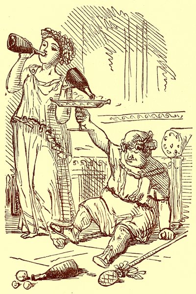 Bacchanalian Group, egy nagyon régi vázából, Gilbert Abbott a Beckett „The Comic History of Rome” című illusztrációja, 1850 körül megjelent (digitálisan javított kép) alkotó: (after) English School