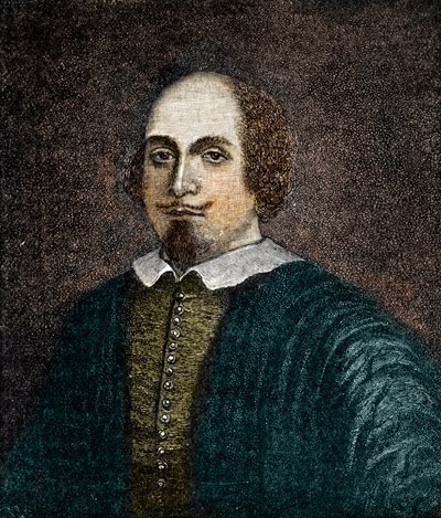William Shakespeare (1564-1616) angol drámaíró portréja, metszet egy névtelen 18. századi festmény után alkotó: (after) English School