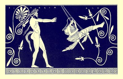 Csendes lengő leányzó, illusztráció J. E. Harrison és D. S. MacColl „Görög vázafestményeiből”, 1894-ben (digitálisan javított kép) alkotó: (after) English School