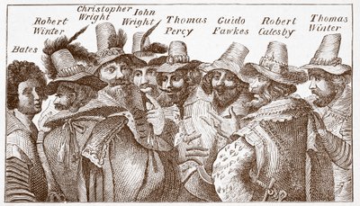 A puskaporos összeesküvők, egy 1606-os metszet (metszet) után alkotó: (after) English School