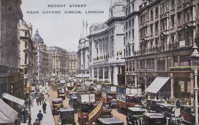 Regent Street, az Oxford Circus közelében, London (színes fotó) alkotó: (after) English photographer