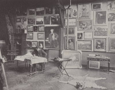 Alfred Philippe Roll francia festő műtermében (f/w fotó) alkotó: (after) French Photographer
