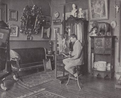 Henri Gervex francia festő műtermében (f/w fotó) alkotó: (after) French Photographer