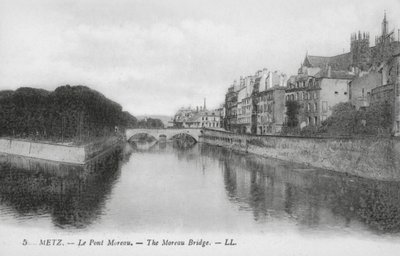 Metz: A Pont Moreau (fekete-fehér fotó) alkotó: (after) French Photographer