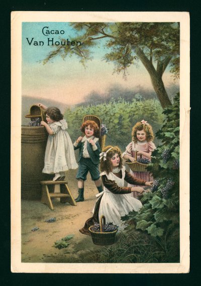 Szőlőt szedő gyerekek (chromolitho) alkotó: (after) French School