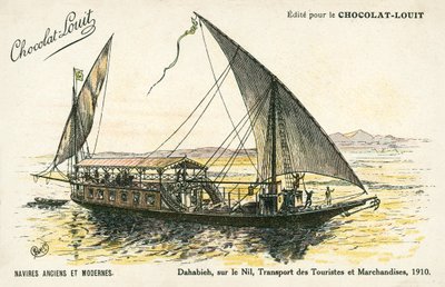 Dahabieh, a Níluson, turisták és áruk szállítása alkotó: (after) French School