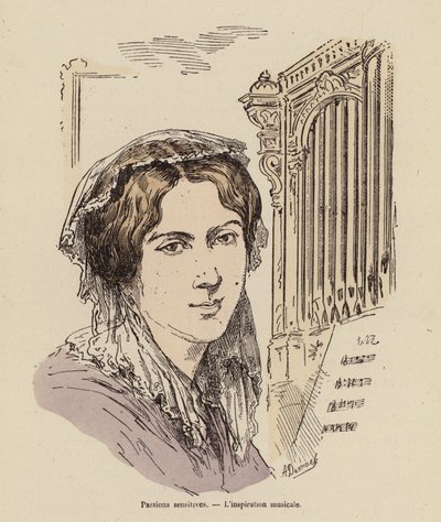 Zenei inspiráció (színes gravírozás) alkotó: (after) French School
