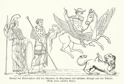 Bellerophon harcol a kimérával (metszet) alkotó: (after) German School