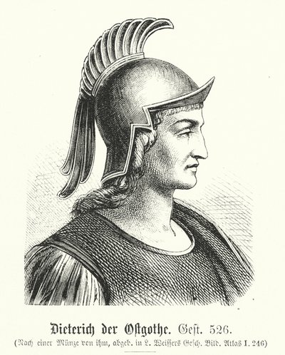 Osztrogót Dieterich, 454-526, Theodoric (metszet) alkotó: (after) German School