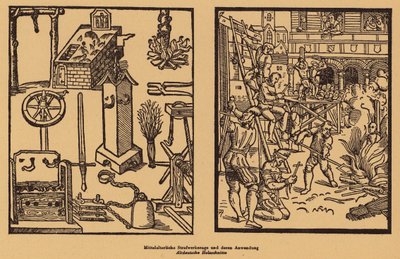 Középkori büntetések (fametszet) alkotó: (after) German School