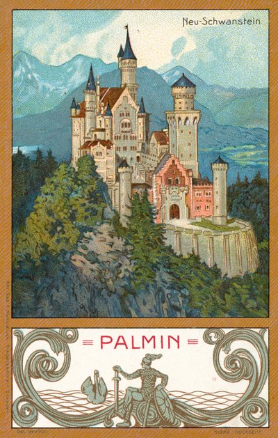 Neuschwanstein kastély, Bajorország (chromolitho) alkotó: (after) German School