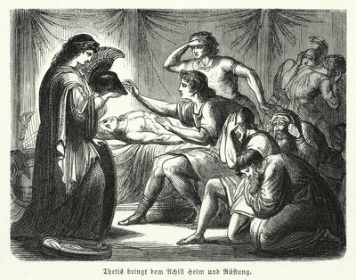 Thetis hozza Achilles sisakját és páncélját (metszet) alkotó: (after) German School
