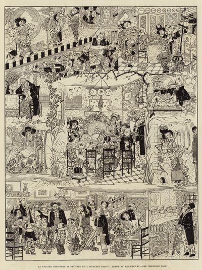 Egy japán művész által ábrázolt angol karácsony (metszet) alkotó: (after) Japanese School