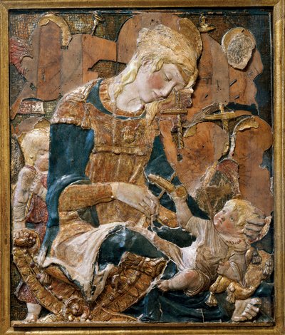 Madonna és gyermeke, mélydombormű (terrakotta) alkotó: (attr. to) Donatello