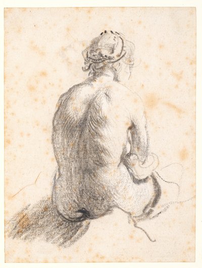 Egy női akt tanulmányozása (grafit papíron) alkotó: (attr. to) Rembrandt Harmensz. van Rijn