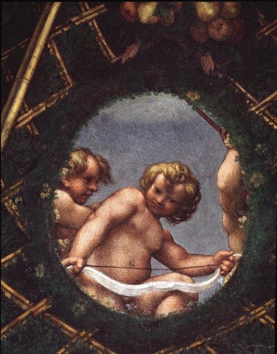 Angyalok néz ki az ablakon - Fresco alkotó: (c.1489 1534) Correggio