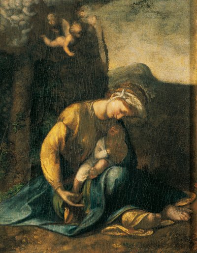 Cigánylány, Antonio Allegri, Correggio néven ismert (1489-kb. 1534), olaj, fa, 49x37 cm alkotó: (c.1489-1534) Correggio