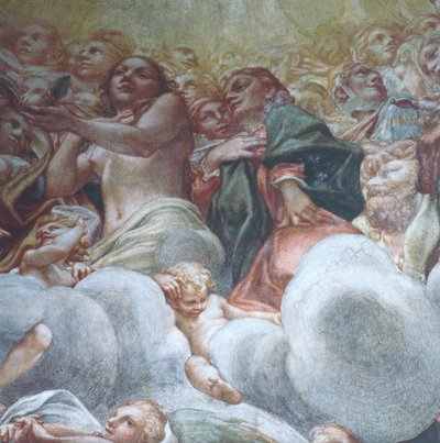 Éva figura, részlet a Szűz mennybemeneteléből, Antonio Allegri Da Correggio (1489-1534), freskó, a pármai székesegyház kupolája, Olaszország alkotó: (c.1489 1534) Correggio