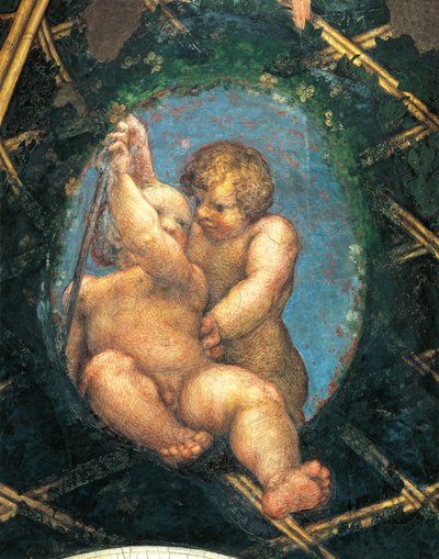 Ovális, kerubokkal, a Szent Pál-terem vagy az apácazárda díszítésének részlete alkotó: (c.1489 1534) Correggio