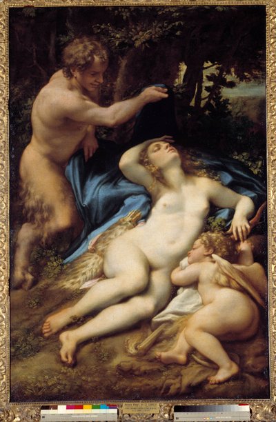 Antonio Allegri Vénusz, Szatíra és Ámor festménye (Correggio ou Le Correge 1489-1534) 1525 V. 1,88x1,25 m alkotó: (c.1489 1534) Correggio