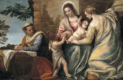 Madonna és gyermeke Szent Erzsébettel, a csecsemő Keresztelő Szent Jánossal és Szent Jusztinával, 1565-70 alkotó: Paolo Veronese