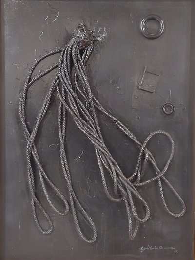 G. C. Riccardi, Combustione n. 3, 1990, vegyes technika, vászon, 60x80, Arpino, Umberto Mastroianni Alapítvány, Olaszország. alkotó: Gian Carlo Riccardi