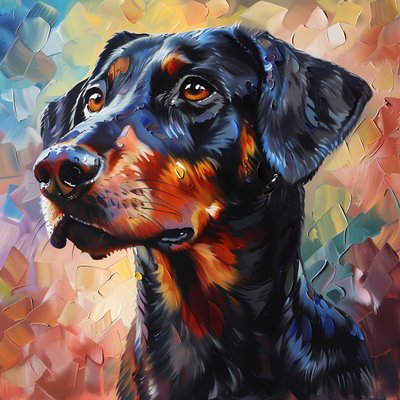 Absztrakt Rhodesian Ridgeback kutya festmény, állati dekoráció, wall art nyomatok alkotó: F. Abderrahim