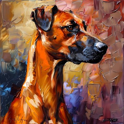 Absztrakt Rhodesian Ridgeback kutya festmény, fali dekoráció, vászon nyomatok alkotó: F. Abderrahim