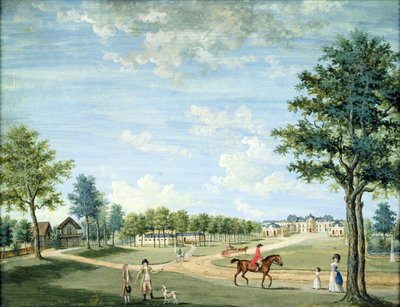 Raincy kastélya, az istállók és az orosz falu, 1754-93 körül alkotó: 1717 1806 Carmontelle