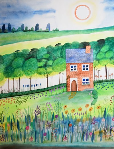 Kunyhó az erdő szélén alkotó: Marys Watercolors