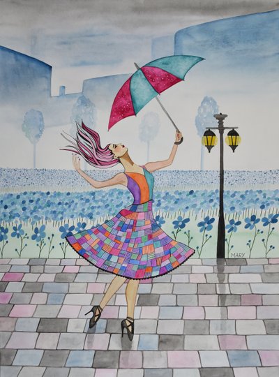 Táncol az esőben alkotó: Marys Watercolors