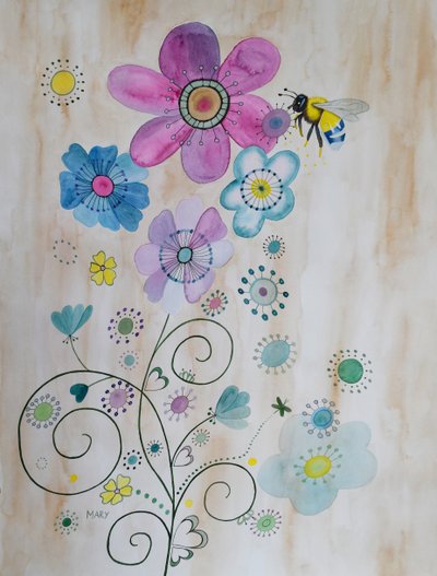 Méhek és virágaik alkotó: Marys Watercolors
