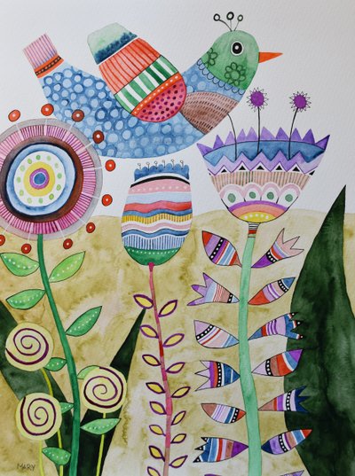 Őrült madár alkotó: Marys Watercolors