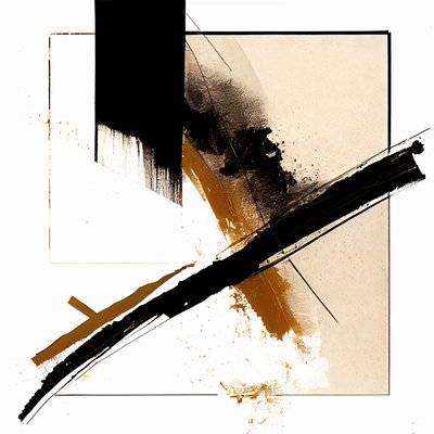 Fekete és bézs Diagonal Strokes Wall Art, vászon nyomtatás igény szerint alkotó: F. Abderrahim