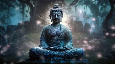 Buddha ül békés meditációban, spirituális buddhista vászon, keretes fali művészeti nyomatok alkotó: F. Abderrahim