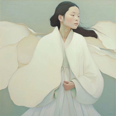 Japanese woman wearing traditional Kimono, egyéni vászonnyomatok alkotó: F. Abderrahim