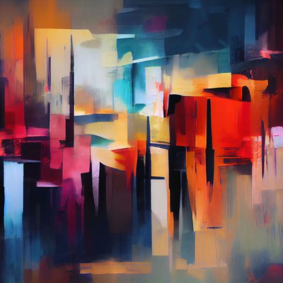 Élénk absztrakt kompozíció, falfestmény dekoráció | print on demand uk alkotó: F. Abderrahim