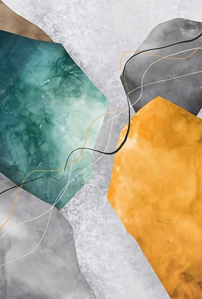 Festmény árnyalatai szürke és narancssárga, kontraszt és mélység, vászon fali keretben alkotó: F. Abderrahim