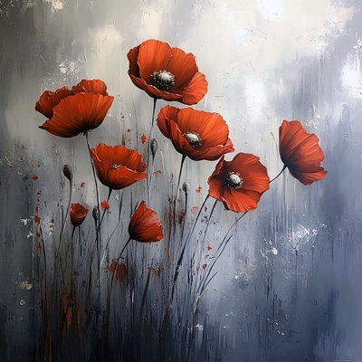 Vörös pipacsok vászon falikép Modern, fali dekoráció bármilyen szobába alkotó: F. Abderrahim