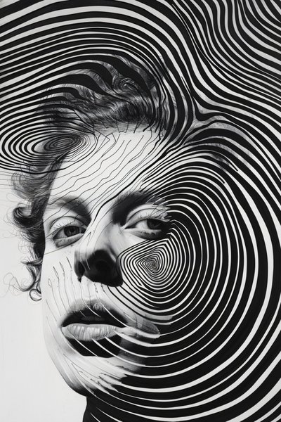Man in Paranoia vortex, minimalista rajz vázlat, egyéni vászon nyomatok alkotó: F. Abderrahim