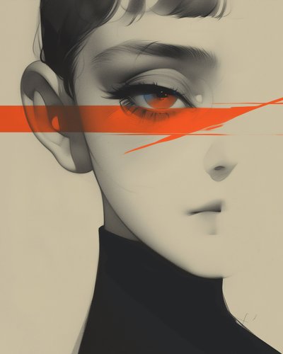 vázlat fiúról, manga stílusban, vászon és fali keret, print on demand alkotó: F. Abderrahim