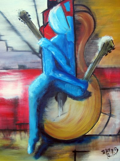 Nő gitárral alkotó: Christian Piecuch